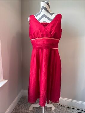 Vintage Thread 100% Silk Chiffon Y2K Party Cocktail Dress Peach Burgundy Sherbet